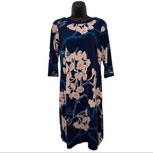 A Pea In A Pod Navy Blue & Pink Floral 3/4 Sleeve Dress Size XS Maternity